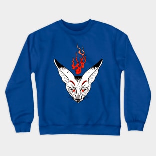 Funky graphic linework: white fennec fox by blacklinesw9 Crewneck Sweatshirt